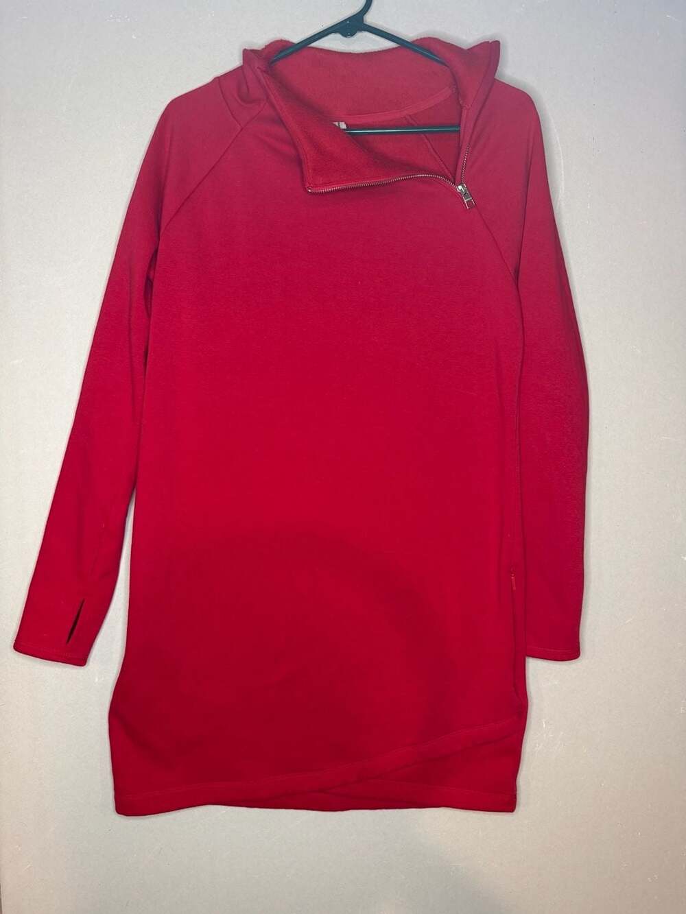 Athleta Cozy Karma Asym Sweatshirt Dress Size MT Red